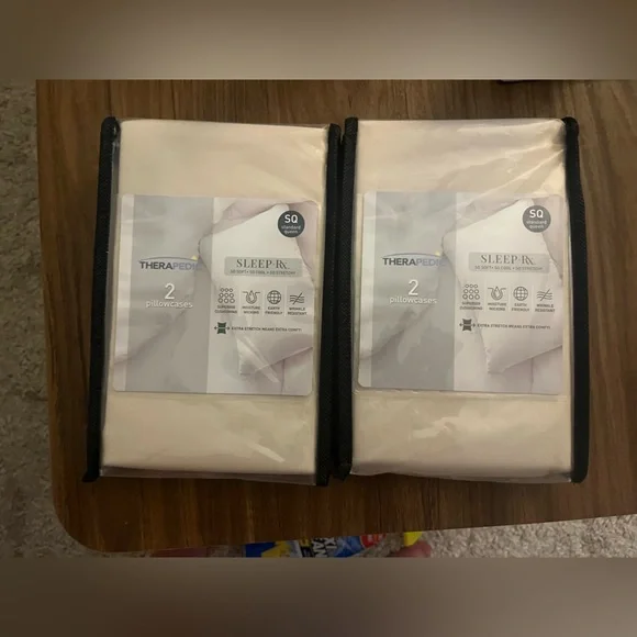 Therapedic Sleep-Rx Square Pillowcases Set in Cream - 2 Pack - Picture 1 of 3